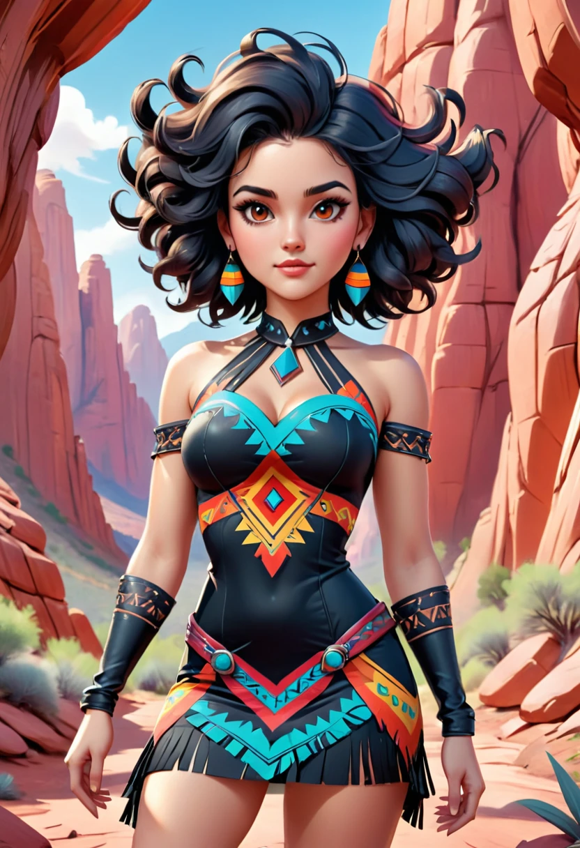 Beautiful boho women stunning merge of Masiela Lusha with colorful southwestern style dress. colorful southwestern earing and. jewelry dark-black colored hair that is coarse, wiry, and tightly curled. It often has a rough texture, feels stiff to the touch, and may be prone to frizz and tangling. The curls can be densely packed. The Official Art – An Award-Winning Digital Masterpiece In 4K Ultra HD, Extreme Detail And Intricate Realism. symmetrical face. This Concept Art Brought To Life By The Hands Of Artists Like Wlop & Artgerm In A Stunning 2D Vector Illustration. large, perky, full, vuluptious, symmetrical and spherical breasts. Background is a beautiful panoramic vista of a red rock canyon.