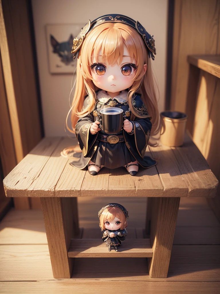 (((masterpiece、Highest quality、High resolution、Super detailed description、)))、(Chibi character's daughter:1.6)、3 heads、White Bob、Red Witch Hat、Luxury camisole with red frills、Red, transparent knee socks、Rose Charm、smile、Full body standing、Alone、sitting at the church altar、Chubby、Big Breasts、very lush udder、Red High Heels、