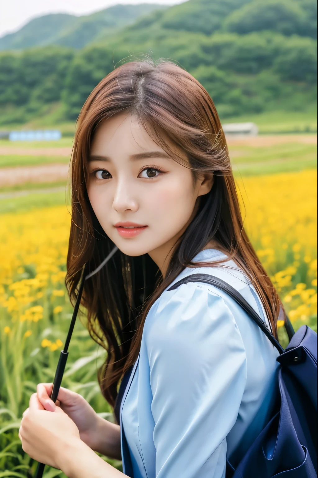 a close up of a woman holding an umbrella in a field, beautiful south korean woman, beautiful young korean woman, jaeyeon nam, korean girl, young adorable korean face, gorgeous young korean woman, portrait of female korean idol, wan adorable korean face, popular south korean makeup, popular korean makeup, cute korean actress, lee ji - eun, lee ji-eun