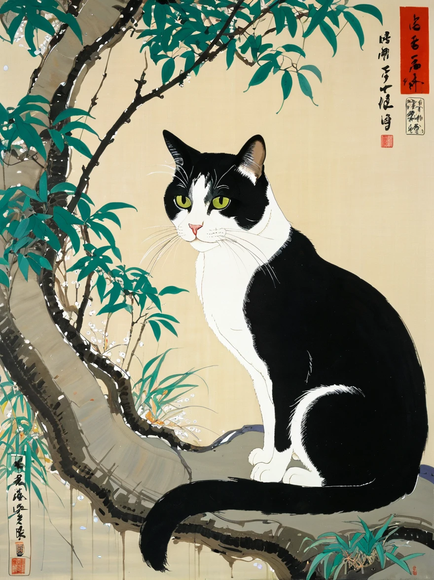 feline animal painting, Wu Guanzhong