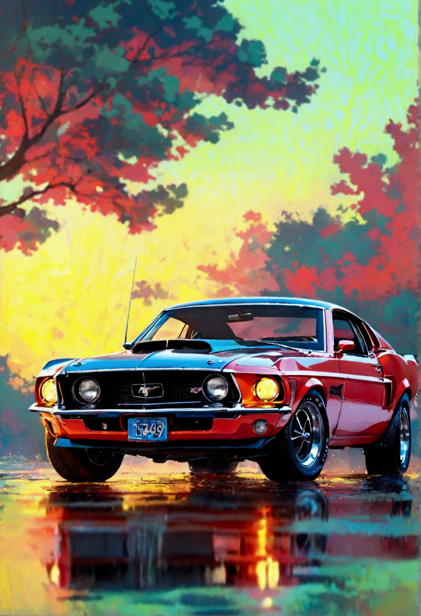 um Ford Mustang Boss 429 de 1969. This car is notable for its classic design and power.