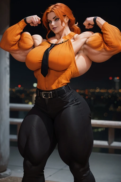 maryms, Best Quality,(beauty), 1girl,phisically-based render ,ultra highres,(cowboy shot:1.5),narrow waist, skinny, LeonaMS ,(huge round boobs:1.5),muscular, big blue eyes,long legs,jeans,leather belt,small breasts,puffy eyes, leather belt,(rainy city), shiny skin, facing viewer, Victory posture,(((((huge muscles)))))