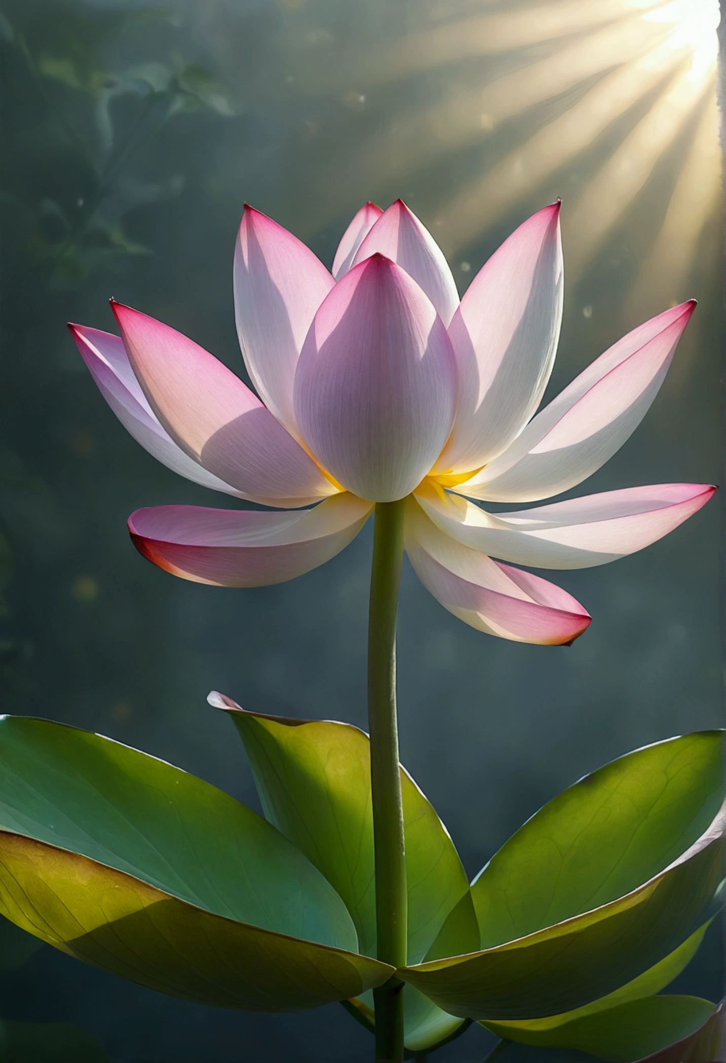 A small lotus,Buds about to bloom,Small and elegant, Sunlight,Foggy,Ray Tracing, Realism,Ultra HD, Retina, masterpiece, precise, Super Detail,, High Detail, high quality, The award-winning, best quality, high resolution, 16K