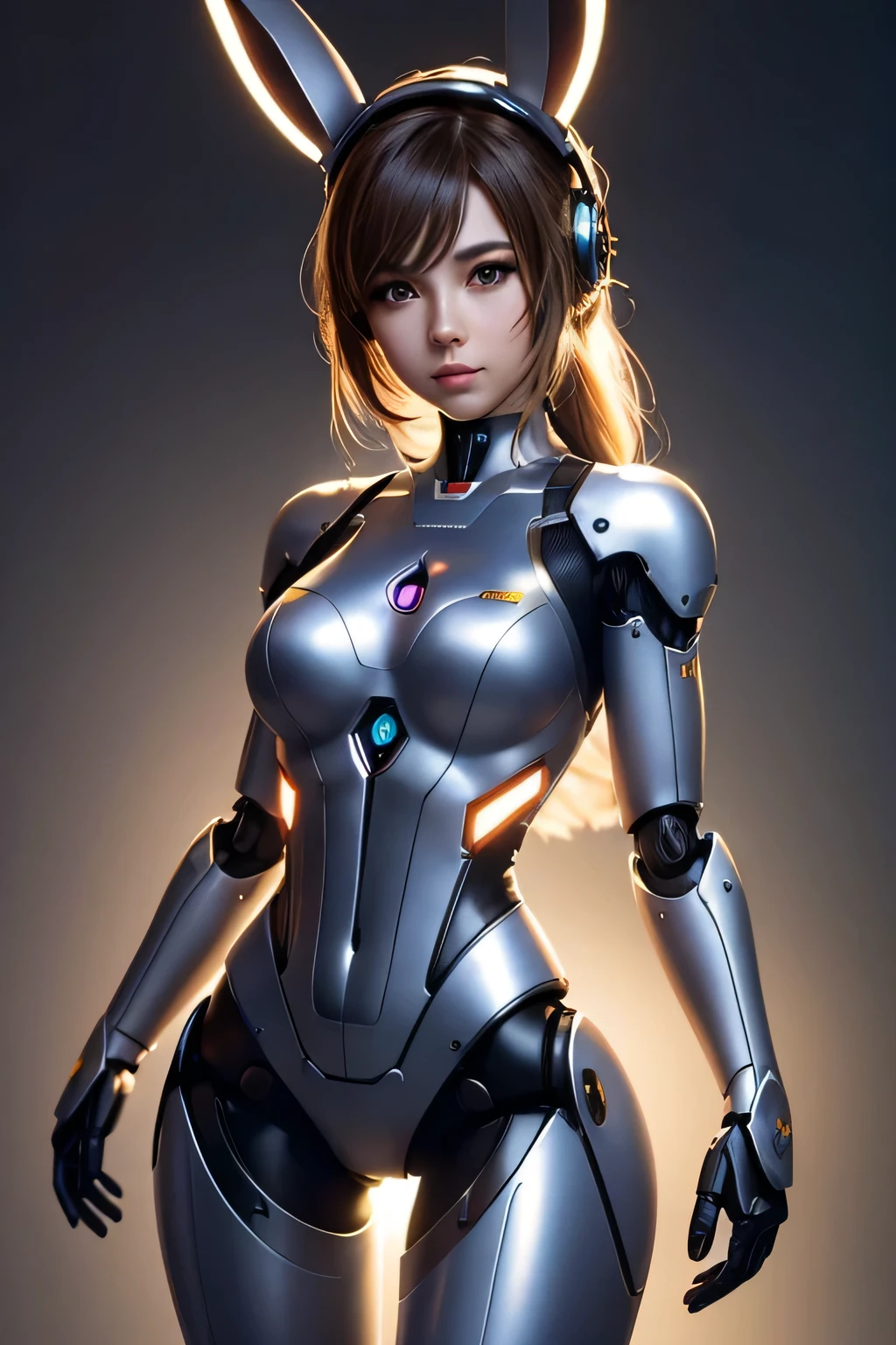 A beautiful female robot with a bunny girl costume Mechanical body Appearance looks like she's wearing a bunny girl costume The background is the office, UHD, retina, masterpiece, accurate, anatomically correct, textured skin, super detail, high details, high quality, award winning, best quality, highres