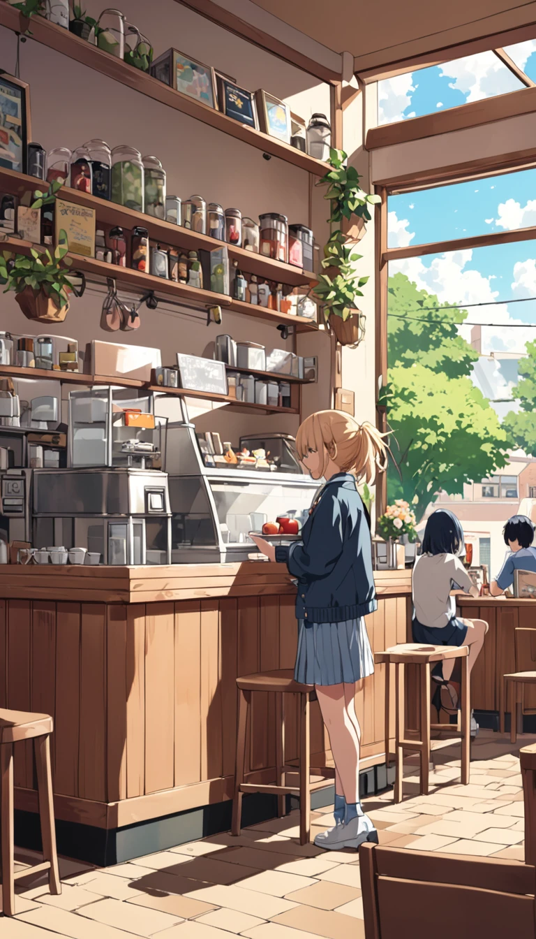 (((Appleside Cafe))), ((anime:1.4,figure)),(masterpiece, Highest quality, Highest quality),(Very detailed, The absolute solution),((16K, High resolution)). break {Lofi Art, Laurie Griesley's style, Makoto Shinkai&#39;s Style, anime aesthetic}