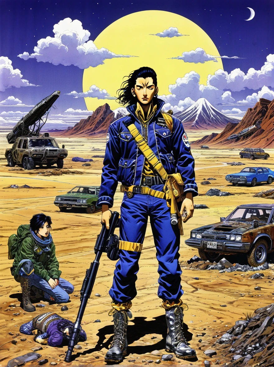wasteland, sci-fi art, (in style of Hirohiko Araki:1.3)