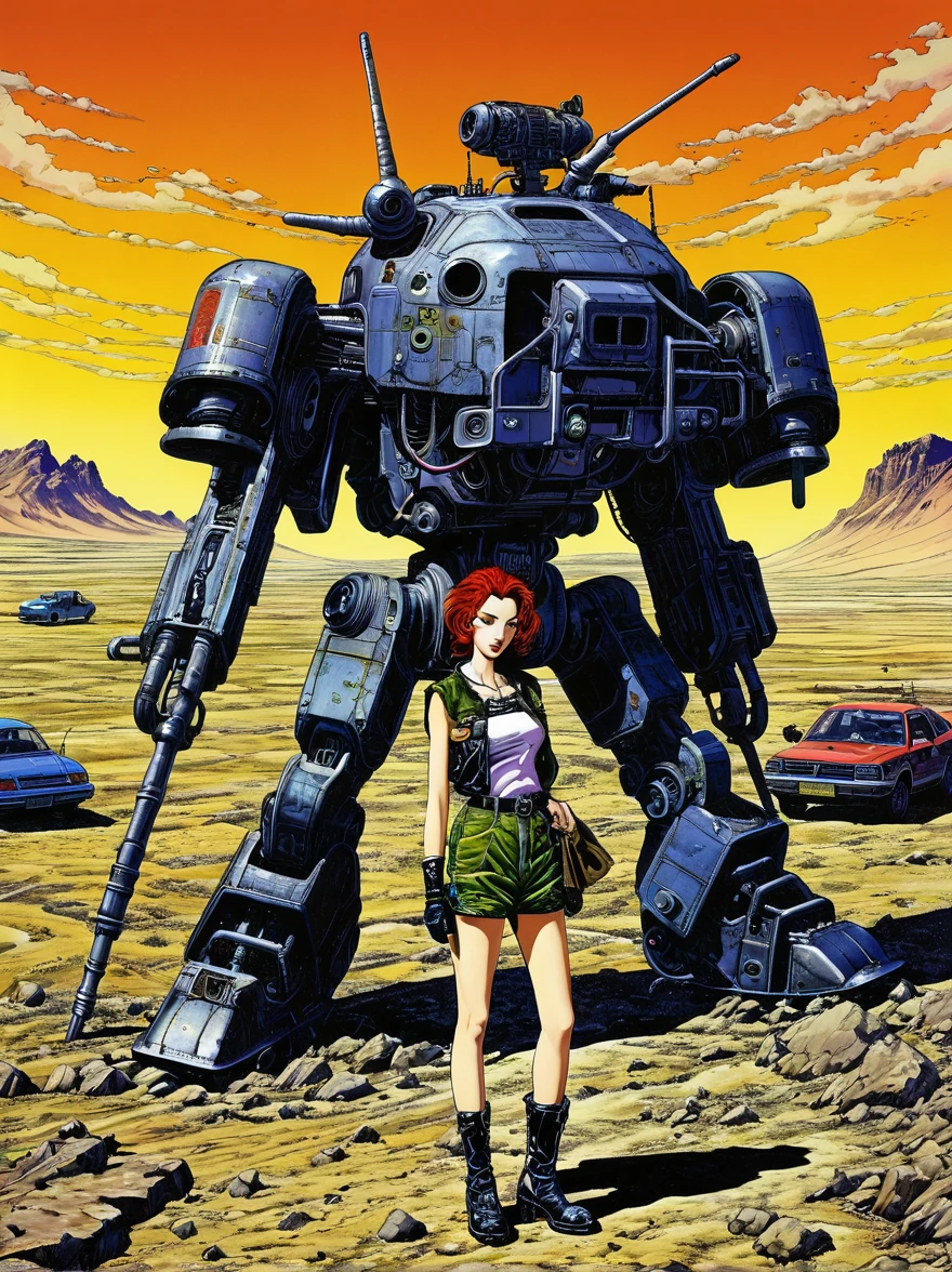 wasteland, sci-fi art, (in style of Hirohiko Araki:1.3)
