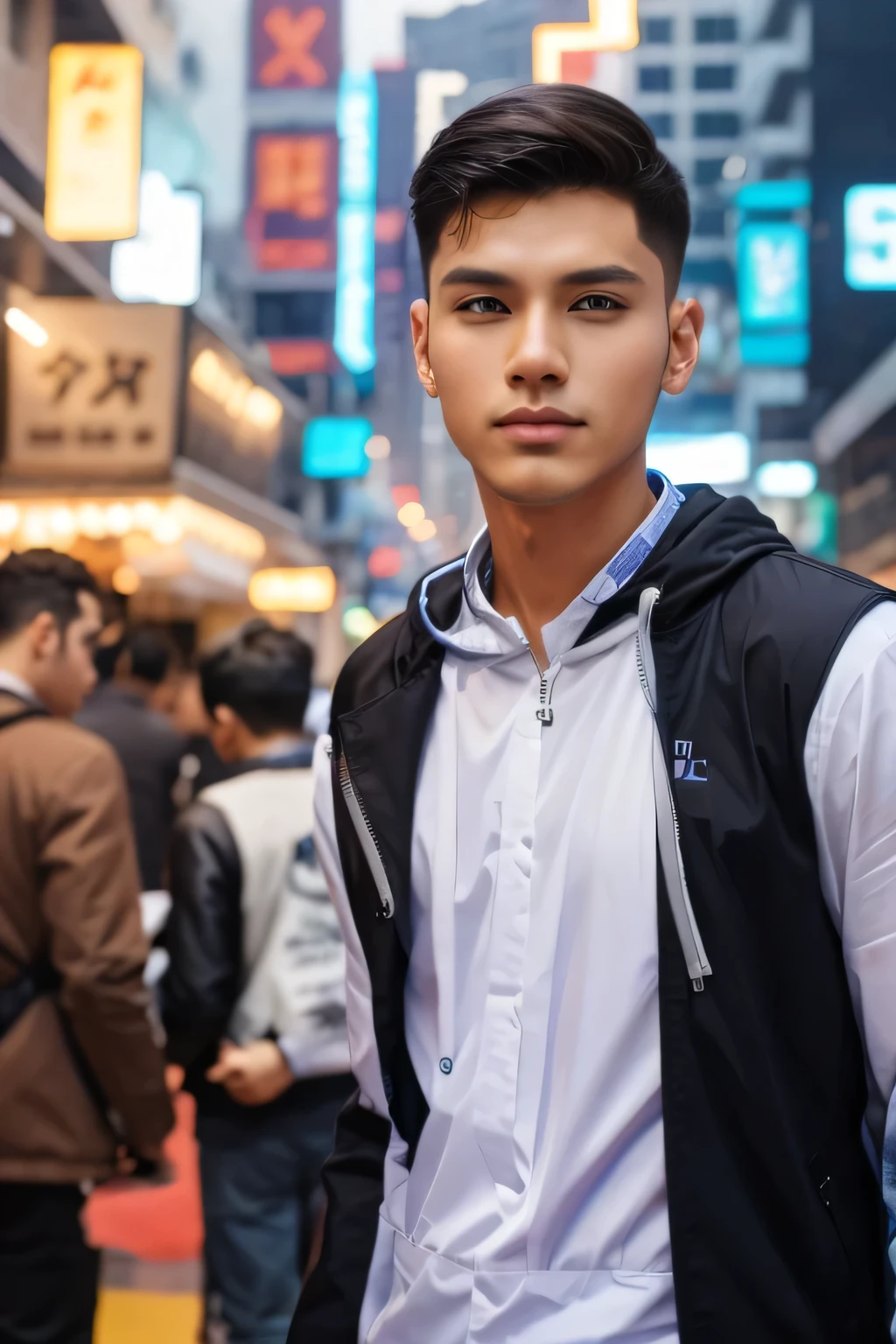 CYBER CITY BACKGROUND DON'T CHANGE HAIRSTYLE HANDSOME BOY DONT CHANGE CLOTHES