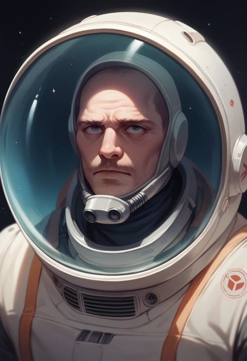 Astronaut on outer space background solving problem with digital question marks 3D rendering