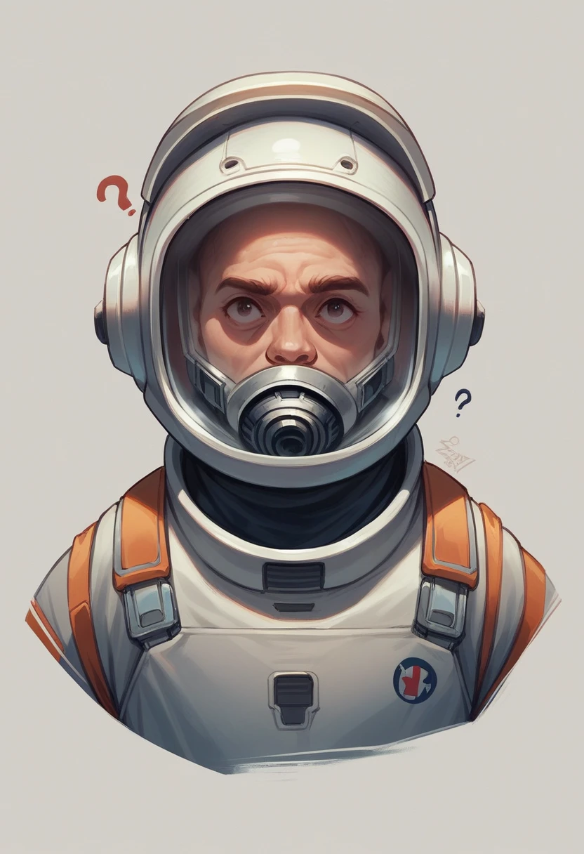 Astronaut on outer space background solving problem with digital question marks 3D rendering