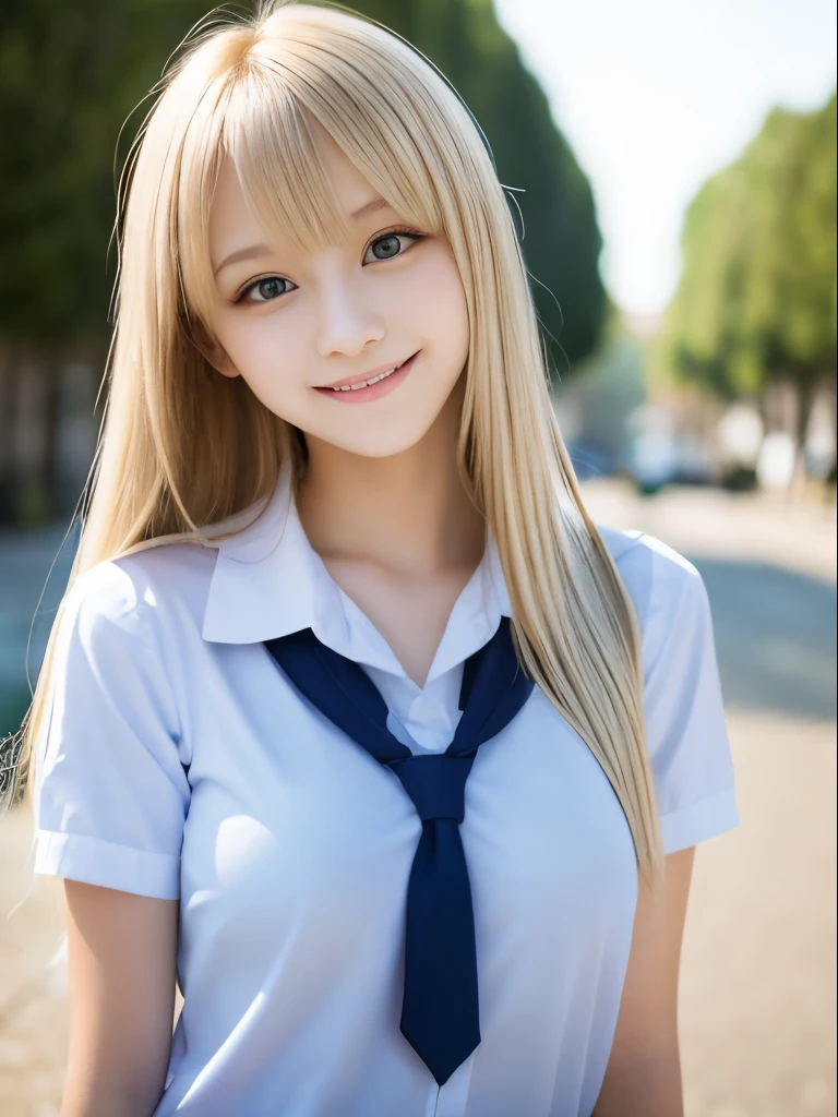 Browsing Caution、8k,highest quality, masterpiece, Very detailed, Ultra-high resolution, Realistic, RAW Photos, , Absolute Resolution, Complete limbs、Complete Anatomy、Perfect beautiful skin、pretty girl1人,pretty girl 、、(smile:1.2)、ta Girl、(School Uniform:1.3)、(Short sleeve white collar shirt:1.1)、 、、Micro Mini Skirt、、Accentuate your thighs、、、(blonde:1.2)、、、pretty girl、 , Realistic young gravure idol, Japanese Girls、、alone、Riding on a swing、(garden:1.2)、
