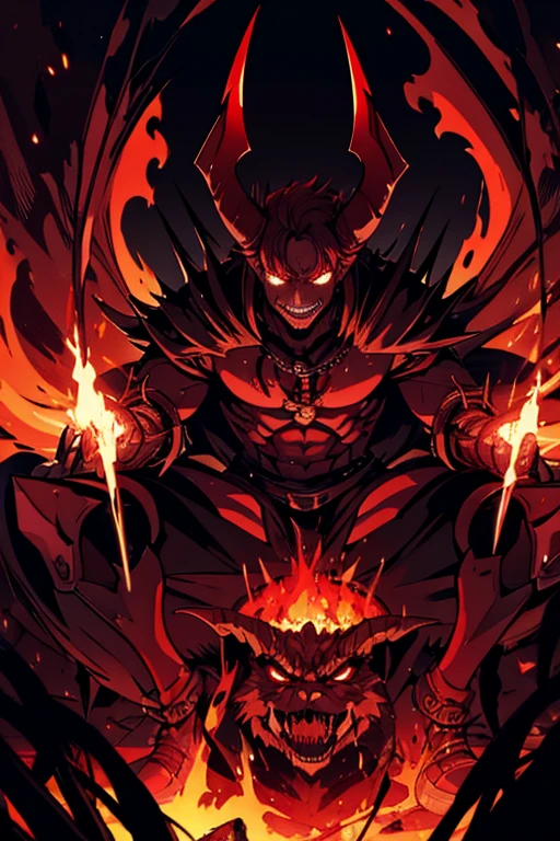 A demon king named Satan chained in the abyss of hell