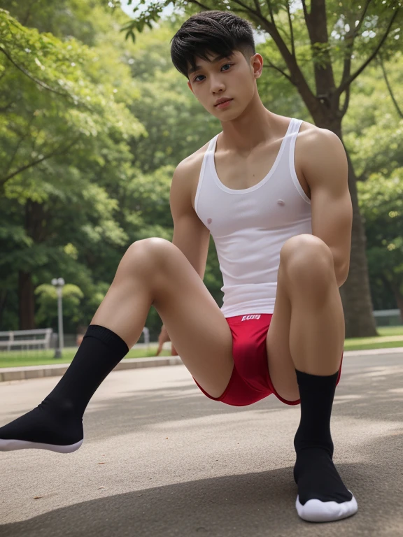 teenagers , very young , light-skin , wearing an dark red sexy underwear, tmasterpiece,k hd,the feet,Transparent sports vest,semi transparent,black long socks,The barefoot , red colour , handsome and cute , extreme cute boy , white skin , dark red underwear boxers shorts , extremely tall and cute boy ,oppa model , handsome model , full body , dark red boxers underwears short shorts , black socks , white light-skin , Chinese model , young boy , white skin , handsome and extremely cute , red boxers underwear shorts , long black socks , handsome model , at the park , jogging , model oppa , long legs , jogging , running , high knee black socks ,black long socks , stand up , extremely tall , extremely high , red underwears , red sports underwear , long black socks , clean and white legs , Chinese model , extremely long legs , looking at the camera , clean and white thigh , heavy bulge , kid face , b , wearing red underwears boxers , light and white skin , Chinese model,high school boy , chinese handsome face , korean handsome face , extremely white skin , handsome and pitiful face , cute and pitiful face , big bulge , handsome chinese model face