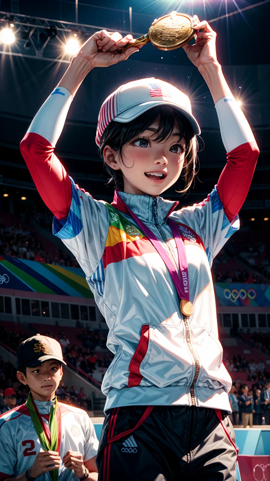 The moment of receiving the award、Olympic、gold medal、Podium