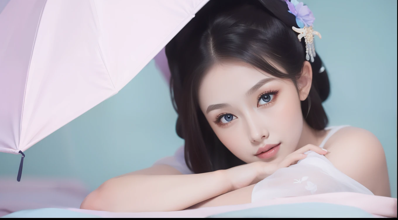 Fashion model 18 years old [[[[Close-up cleavage]]]], [[[[breast]]]], [[[[Cole]]]], [[[[Shoulder]]]], Perfect eyes, Perfect Iris，Perfect lips，Perfect Teeth，Perfect skin，Fair skin，Long face，Long and thin nose，Soft headlight，HDR，girl，White clothing，The background is the bedroom，floor，（Pastel colors：1.2）