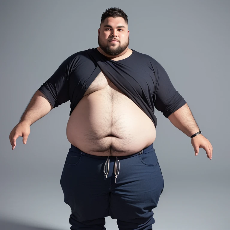 Close up of a person with a very large belly, photo taken from the front, Full growth at the front, Central full body frontal shot, photo taken from the front, Taken in the early 2020s, Showing shoulders from the front, seen from the front, frontal photo still, half body cut