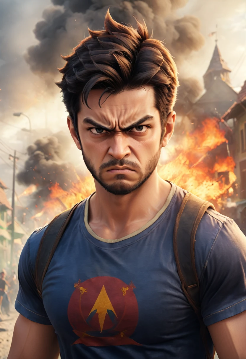 a man, 28 years old, angry