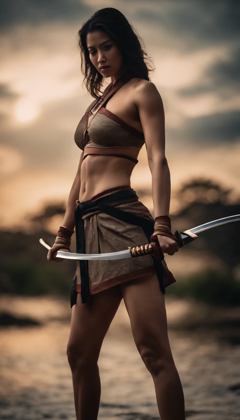 Samurai Swordsman woman In underwear Full body sexy underwear Full body sexy