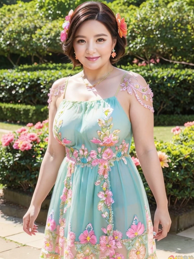 beautiful and hot almost chubby mature woman.who is wearing a patterned short dress and is and standing in the park. A smiling face、Sexy woman、A radiant smile、adorable、race、Frills、Colorful design、Full-length mirror、An inviting gaze、Gorgeous long and beautiful hairstyle、variation Hairstyle、Open neck blouse、Flower Garden、Sparkling、elegant princess、Accessors、(flower:1.2)、Full body photo、(((Beautiful leg line beauty)))、(((Delicately decorated dress)))One girl, (((Less exposed skin)))、((Stylish and elegant use of colours)))、(((Cute accessories)))長い髪,