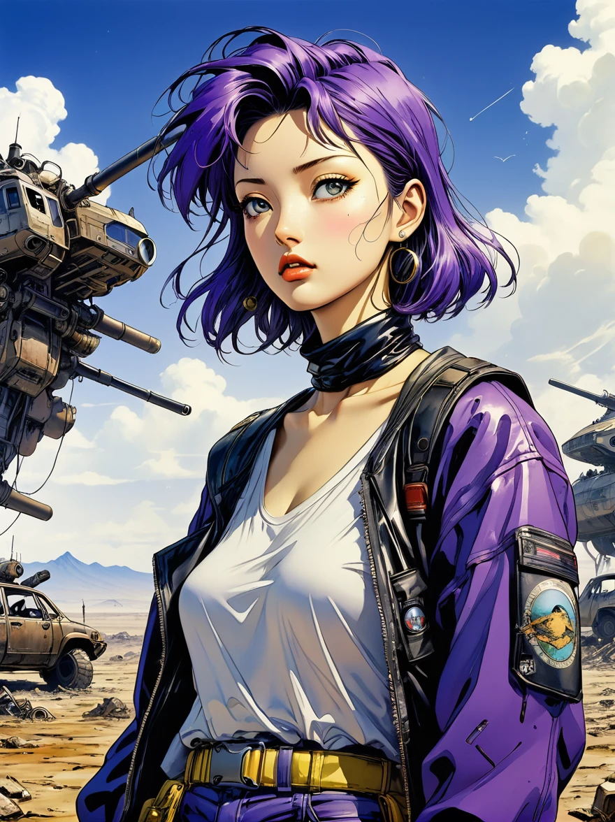 wasteland, sci-fi art, (in style of Hirohiko Araki:1.3)