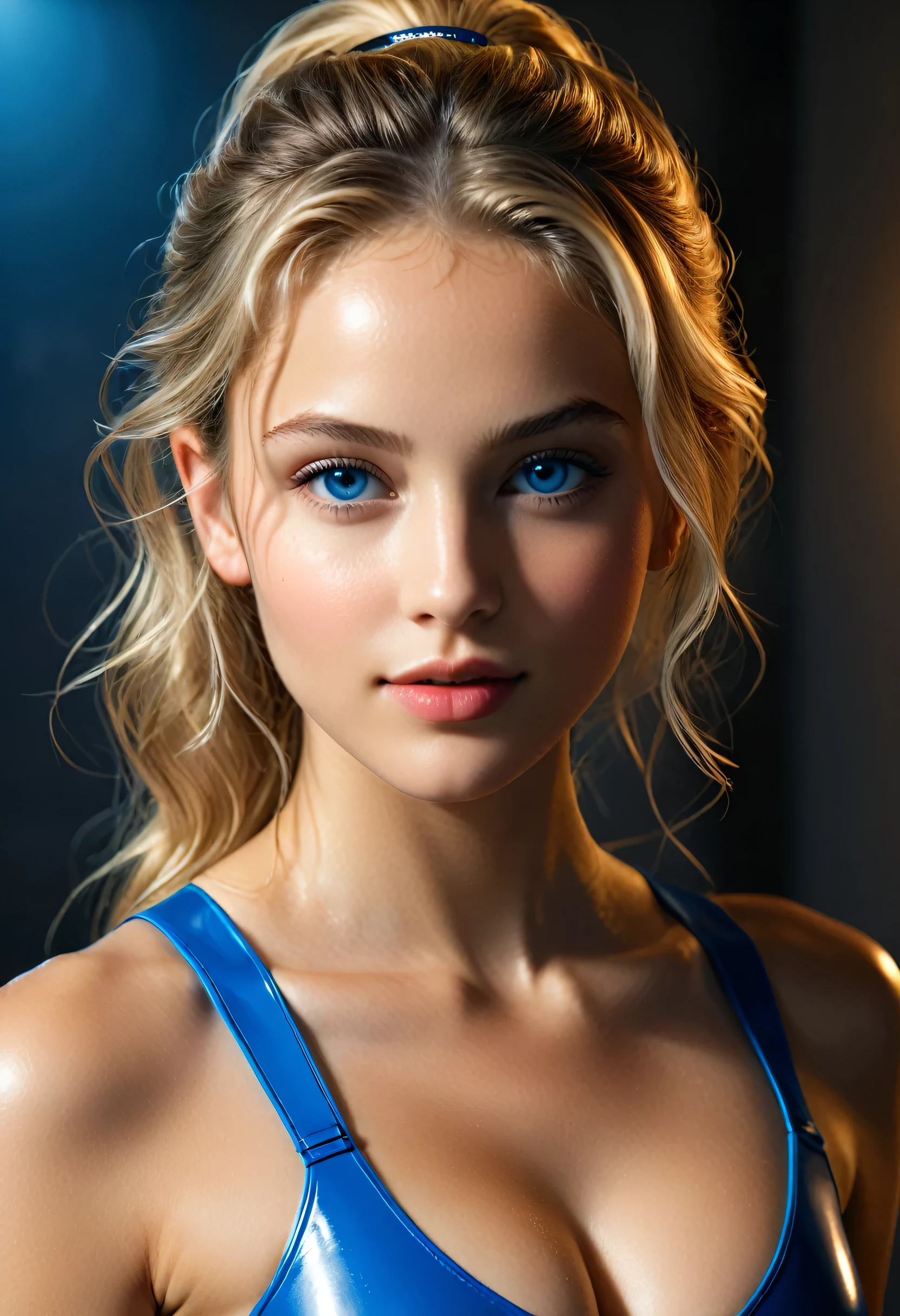 (masterpiece, photorealistic:1.4, extremely intricate:1.6), (photon mapping, radiosity, physically based rendering, ultra resolution, hyper-realistic, photorealistic:1.4, hyper-realistic, 8K, rtx), ((twenty years old [athlete:supermodel:0.5], (age girl, (((strong cheekbones)), humid, glisten, closeup portrait, (nude)), long straight [bright blonde hair:pink hair:0.8], [medium breasts:large breasts:0.5], [clear eyes:blue eyes:0.3]), blue latex gloves), red cross) Fantasy, BREAK, (((bedroom, bed, dim, shadows, smirking, looking away, dynamic action pose)))
