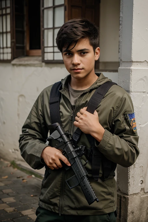 a boy 17 years old with rifles