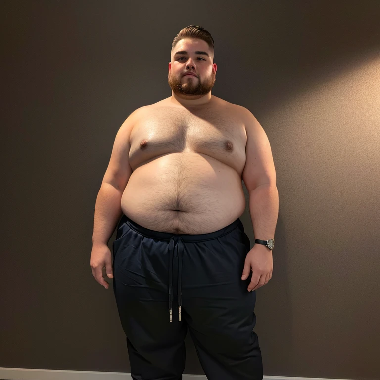 Close up of a person with a very large belly, photo taken from the front, Full growth at the front, Central full body frontal shot, photo taken from the front, Taken in the early 2020s, Showing shoulders from the front, seen from the front, frontal photo still, half body cut