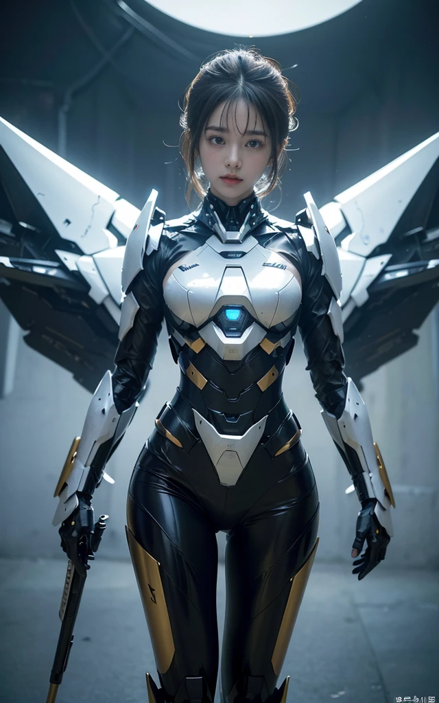 (masterpiece), (best quality), 8K ultra-high resolution, High-resolution details, 18 years old Korean girl, Solitary, beautiful girl,Delicate face，Sexy嘴唇， girl in Mecha armor, Sci-fi cool armor, Extremely detailed armor, Futuristic, Surface light, Hard Lighting, Cool pose, Complex mecha, Mecha, Standing, whole body, Sexy