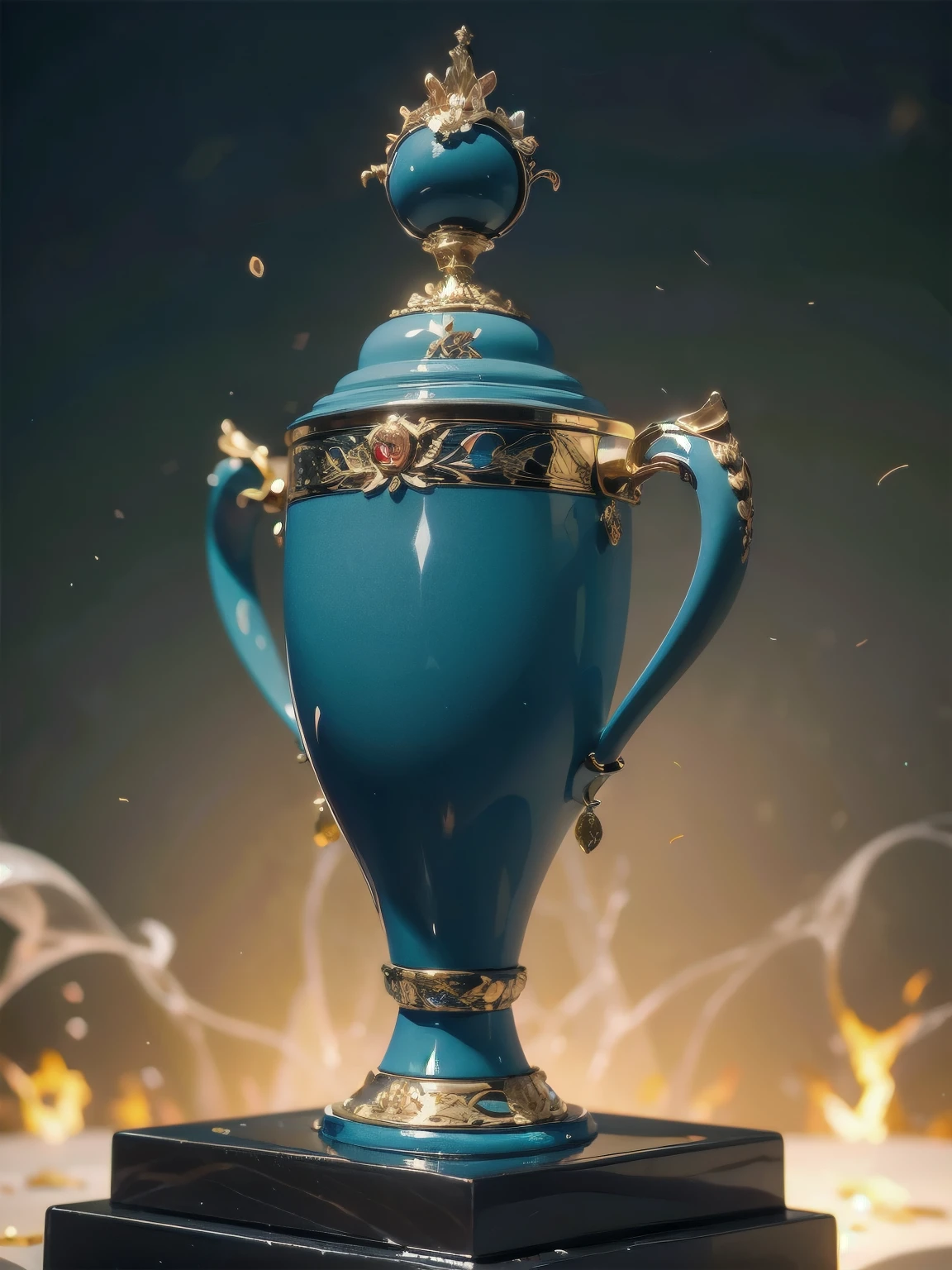 sports，Raise the trophy，Background is a sea of people，