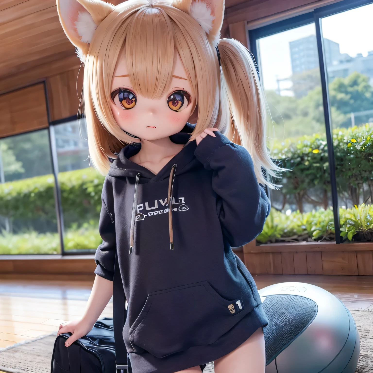 Shiba Inu girl rural scenery、Playing in gym clothes