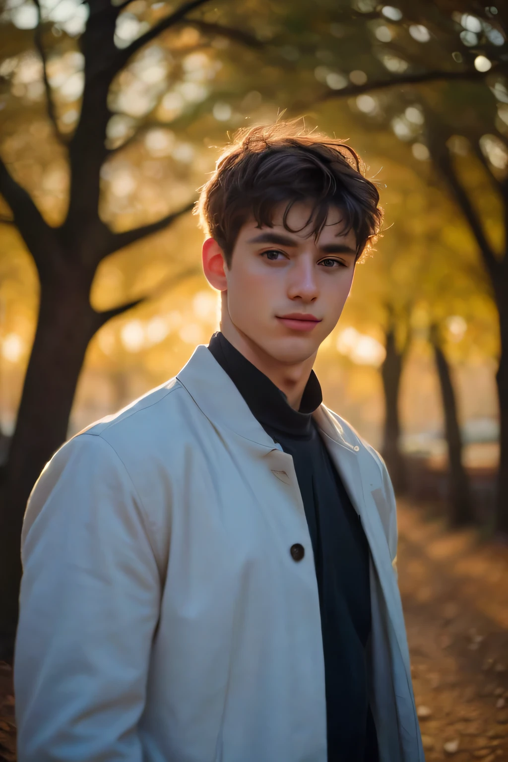 Handsome Men Portrait, shot on leica, shadowplay, gorgeous lighting, subtle pastel hues, outdoors ,solo,pretty 