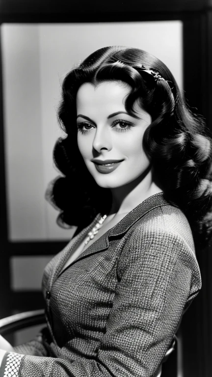 Hedy Lamarr dressed in second-hand clothes and smiling