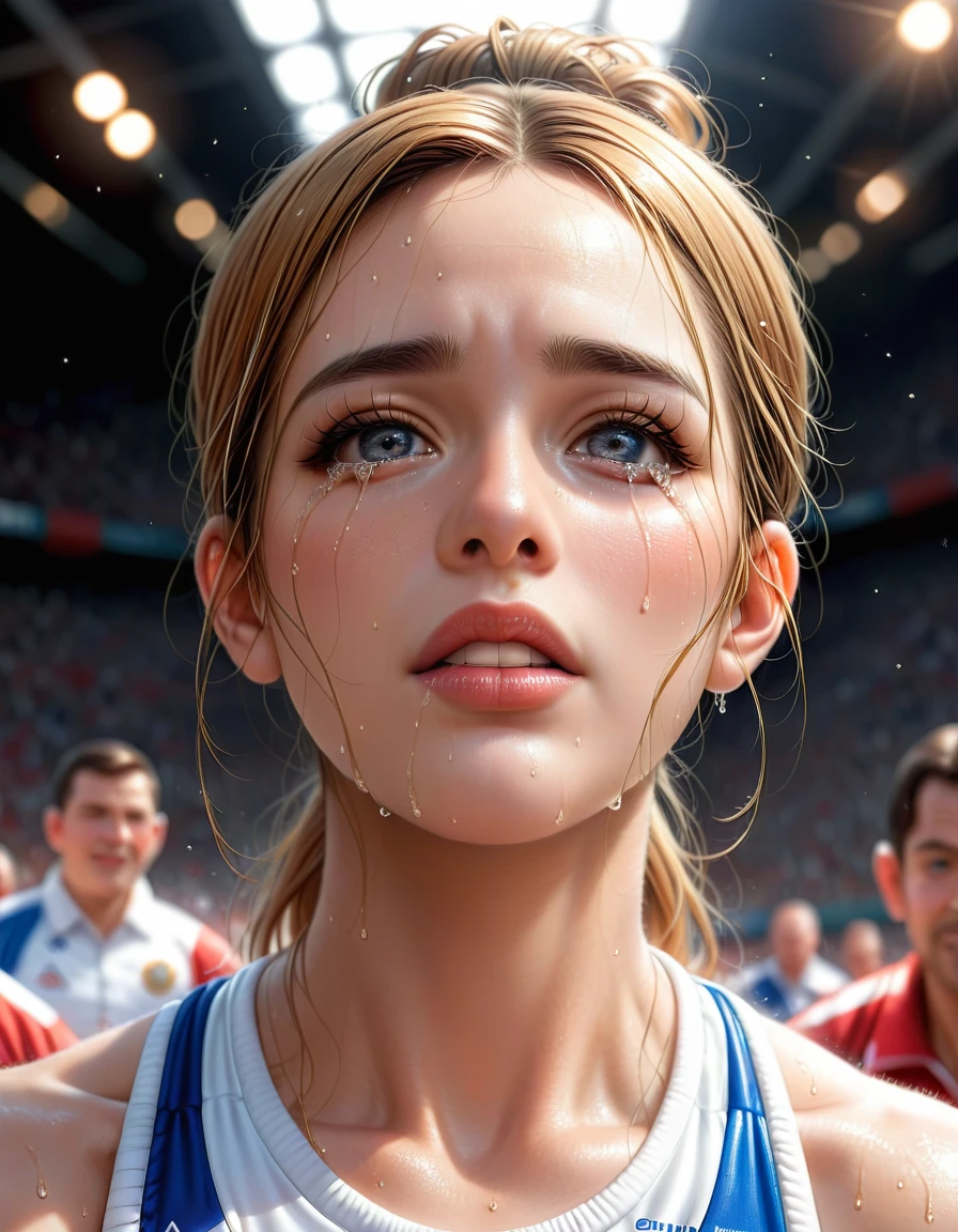 score_9, score_8_top, score_7_top, score_6_top, score_5_top, A large crowd celebrating the victory of their Olympic team at a sports bar、A person who sheds tears of joy々Detailed depiction of、Dramatic lighting、