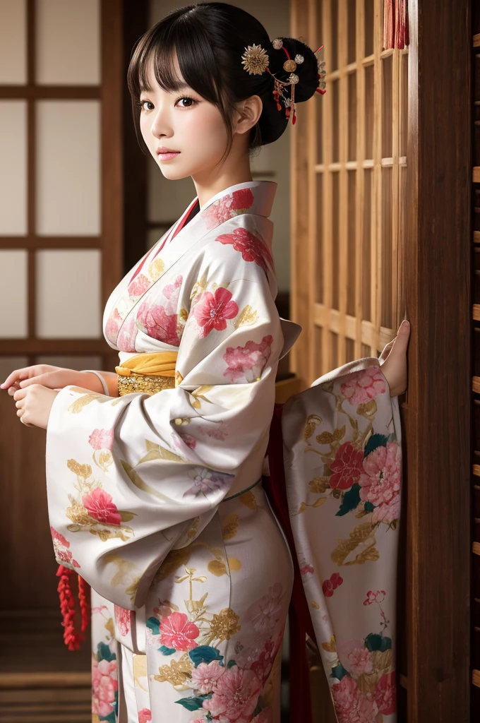 Highest quality, 16K, Realistic photo, Bare skin texture, Japanese women, Heian aristocratic style, Twelve-layered kimono