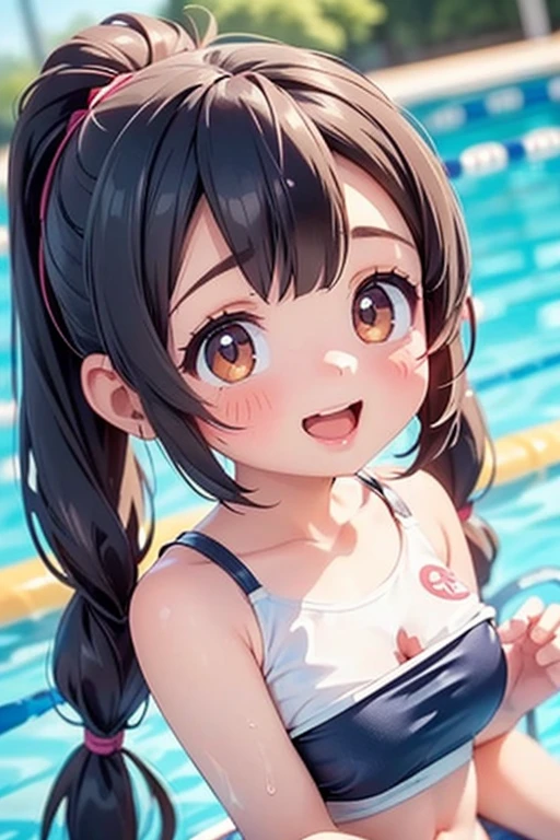 Highest quality、High resolution、Detailed Background、(Beautiful face in every detail:1.4)、Anatomically correct、(Detailed facial expressions)、(Detailed eyes:1.2)、Teenage Beauty、cuteカラーの髪色、Braided Ponytail、Braided bob cut、Braided twin tails、Navy School Swimsuit、(Huge breasts:1.2)、Perfect body line、Thick thighs、Please show me your whole body、
(Five beautiful girls in school swimsuits having fun in the school pool:1.5)、
Big smile、Laughing with your mouth open、My whole body is wet、Hair is also wet、Fun atmosphere、Embrace each other、cute仕草、Accentuate your breasts、cute