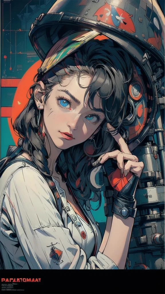 (((masterpiece, highest quality))),(((solo:1.2))),(((1girl:1.2))),32k wallpaper, very detailed, poster, vintage science fiction,(((((geometric cinematic movie poster))))), ((bauhaus)),(shape),(((abstract))),(mid century modern),movie poster,(((((portfolio))))),(((((Close-up))))),(((((bust up))))),((((more various angle)))),((((highlight)))),((((heterochromia)))),(((complete. detailed face))),((((Extremely talented)))),(((((most complecated futristic machine))))),(Colorful color scheme),(((detailed unlimited mechanic complete equipment : deadpool))),(((Absolutely nothing background)))