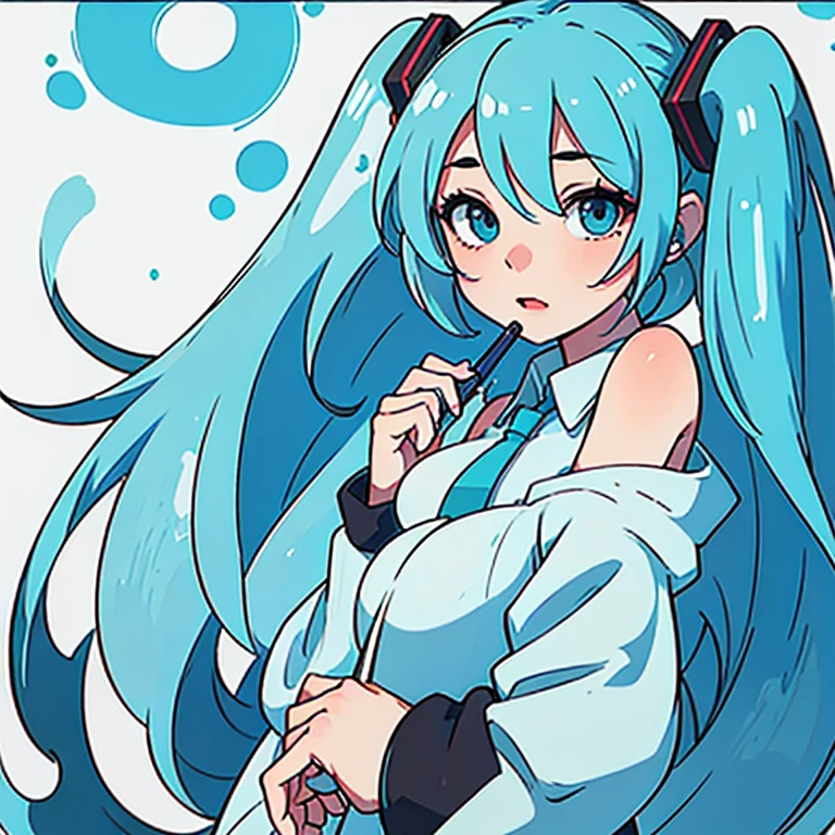 Hatsune Miku holding a tablet pen
