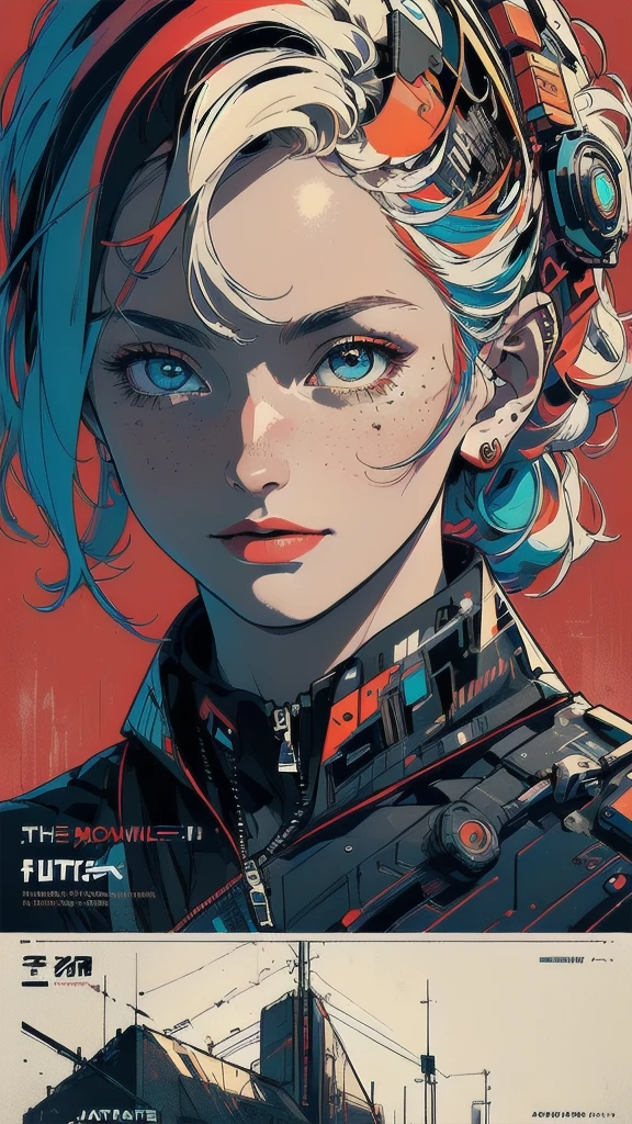 (((masterpiece, highest quality))),(((solo:1.2))),(((1girl:1.2))),32k wallpaper, very detailed, poster, vintage science fiction,(((((geometric cinematic movie poster))))), ((bauhaus)),(shape),(((abstract))),(mid century modern),movie poster,(((((portfolio))))),(((((Close-up))))),(((((bust up))))),((((more various angle)))),((((highlight)))),((((heterochromia)))),(((complete. detailed face))),((((Extremely talented)))),(((((most complecated futristic machine))))),(Colorful color scheme),(((detailed unlimited mechanic complete Equipment))),(((Absolutely Deep red background))),((Matte texture background))