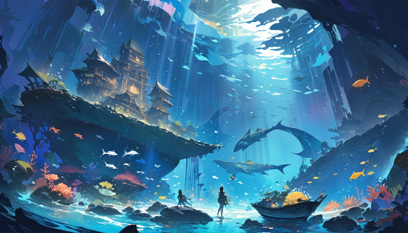 under the sea, น้ำ ocean. ocean.Concept art wallpaper 4k,Concept art wallpaper 4k,beautiful light