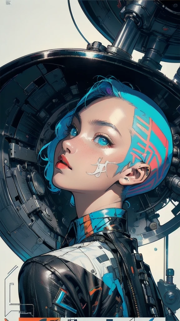 (((masterpiece, highest quality))),(((solo:1.2))),(((1girl:1.2))),32k wallpaper, very detailed, poster, vintage science fiction,(((((geometric cinematic movie poster))))), ((bauhaus)),(shape),(((abstract))),(mid century modern),movie poster,(((((portfolio))))),(((((Close-up))))),(((((bust up))))),((((more various angle)))),((((highlight)))),((((heterochromia)))),(((complete. detailed face))),((((Extremely talented)))),(((((most complecated futristic machine))))),(Colorful color scheme),(((detailed unlimited mechanic complete equipment : wepon))),(((Absolutely nothing background))),((((stylish skinhead))))