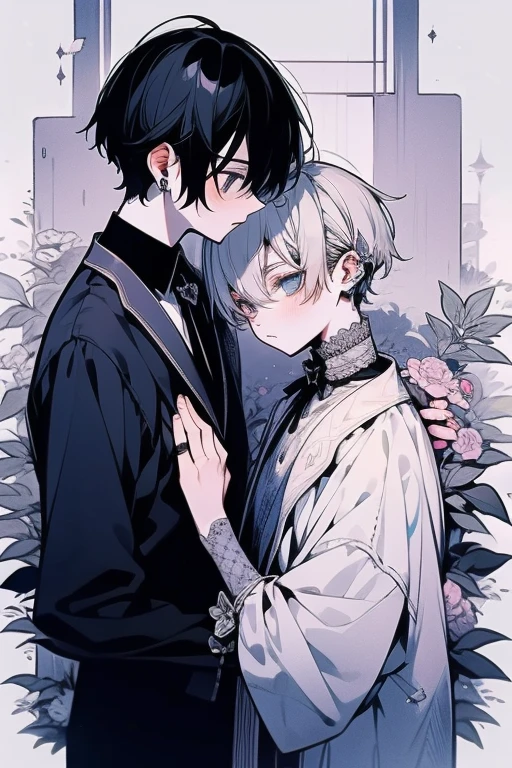 male、male性、adult、Two people、duo、Two peopleのmale、beautiful、perfection、delicate、大柄のmale、Two peopleのadult、Slender、stylish、Clumsy Hands、grace、suit、Delicate pattern、upscale、Stand facing each other、Turn your face、Sidelong glance、Sharp Eye、mysterious eyes