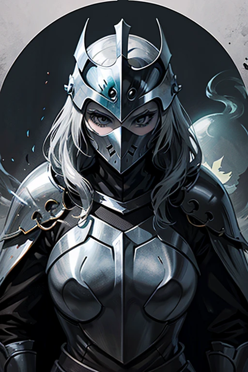 Knight, female, helmet, ghost, crown, dark, solo, alone, grey, 