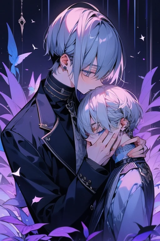 male、male性、adult、Two people、duo、Two peopleのmale、beautiful、perfection、delicate、大柄のmale、Two peopleの大柄のmale、Slender、stylish、Clumsy Hands、grace、suit、Delicate pattern、upscale、Stand facing each other、Turn your face、Sidelong glance、Sharp Eye、mysterious eyes、Obsession、bondage、Murderous Intent