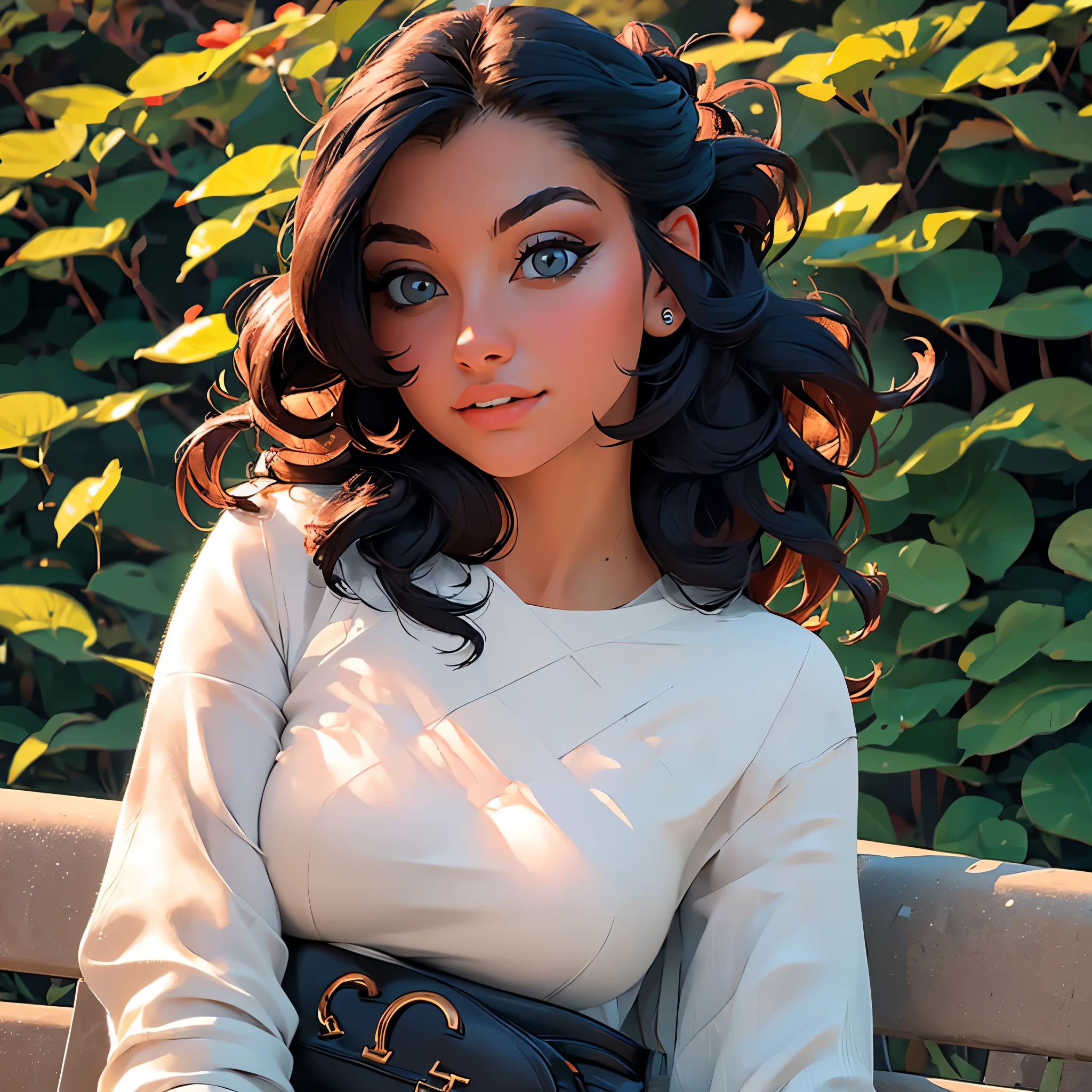 (best quality,4k,8k,highres,masterpiece:1.2),ultra-detailed,(realistic,photorealistic,photo-realistic:1.37),young woman wearing autumn fashion by Chanel,beautiful detailed eyes,beautiful detailed lips,extremely detailed eyes and face,longeyelashes,autumn scenery with falling leaves,crisp and vibrant colors,soft natural lighting,Chanel logo on the clothing,elegant posture,graceful and confident expression,wind blowing through her hair,fashionable accessories and handbag,falling leaves creating a dreamy atmosphere,fine texture and intricate details on the clothing,rich and warm color palette,high-fashion runway vibes,subtle hints of nostalgic elements,scenic garden setting with a bench,elements of nature blending harmoniously with the fashion,subtle lens flare effect,artistic composition with focus on the woman and her outfit,Chanel branding subtly incorporated into the composition,impeccable attention to detail present in every aspect of the image.