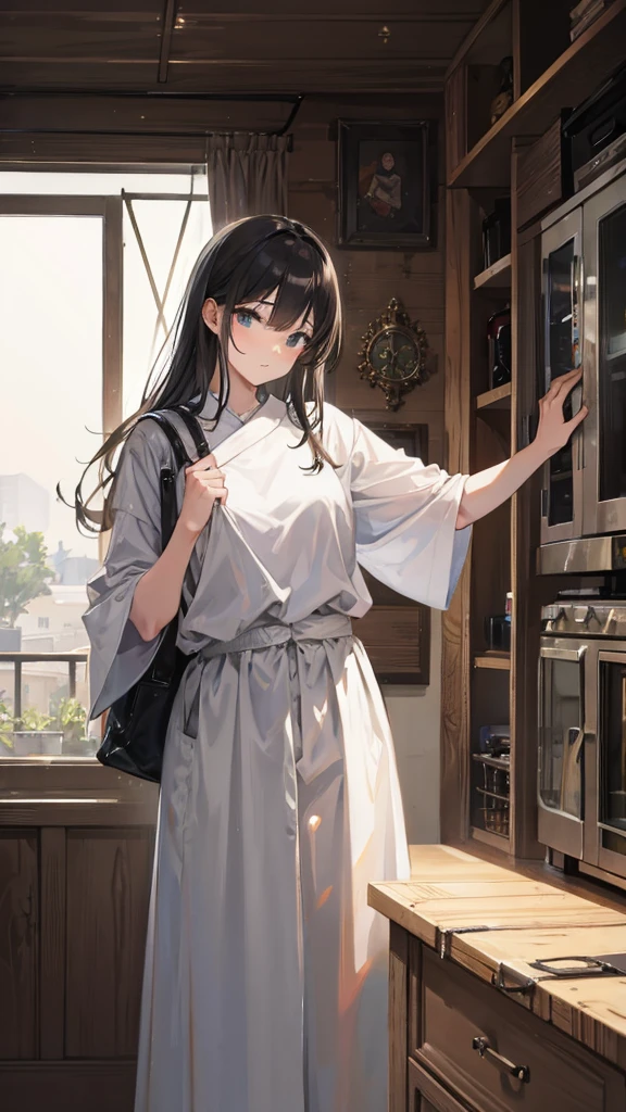 Jesus with an ironic and mocking expression turning off a power circuit breaker on a panel, in a setting reminiscent of France.
