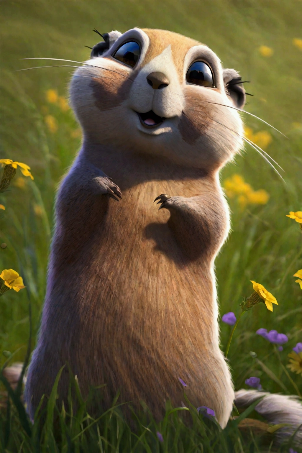 Overly dramatic gopher meme, Gopher striking iconic dramatic pose, prairie
