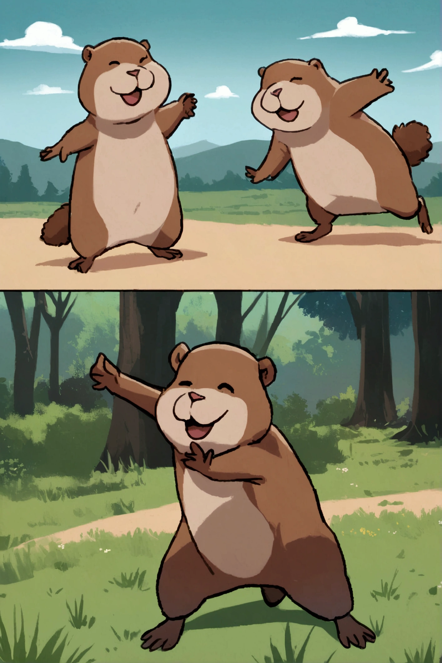 Overly dramatic gopher meme, Gopher striking iconic dramatic pose, prairie