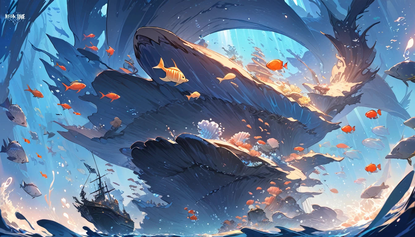 under the sea, น้ำ ocean. ocean.Concept art wallpaper 4k,Concept art wallpaper 4k,beautiful light,shellfish,fish,Here's what: