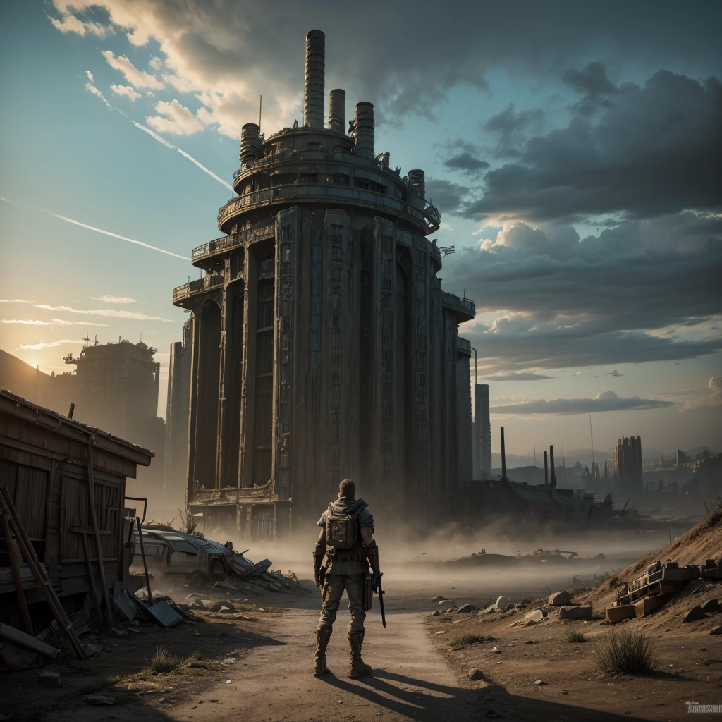 A post-apocalyptic landscape in the style of Gunz The Duel.