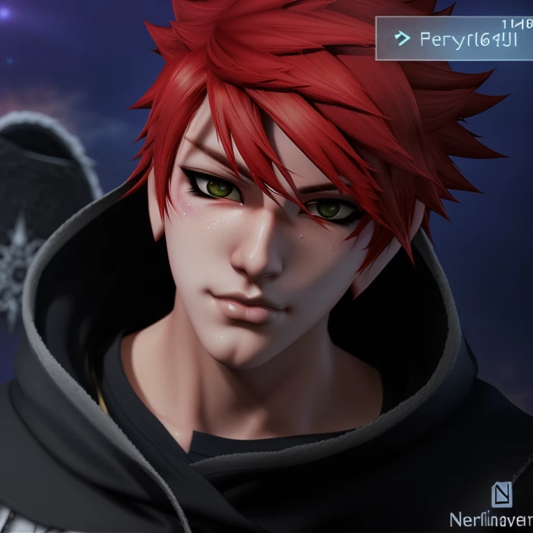 a close up of a boy person with red hair and a hood on, final fantasy 14 style, aion, shadowverse style, from ncsoft, lineage 2 revolution style, range murata and artgerm, trigger anime artstyle, realism artstyle, highley detailled face, style of final + fantasy + 1 5, 8 k character details